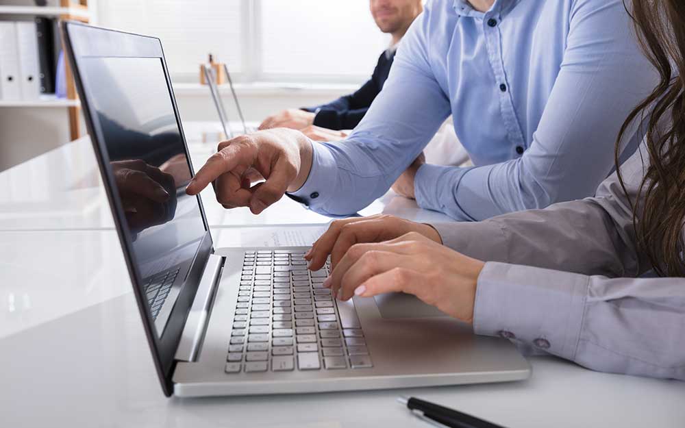 looking at a computer